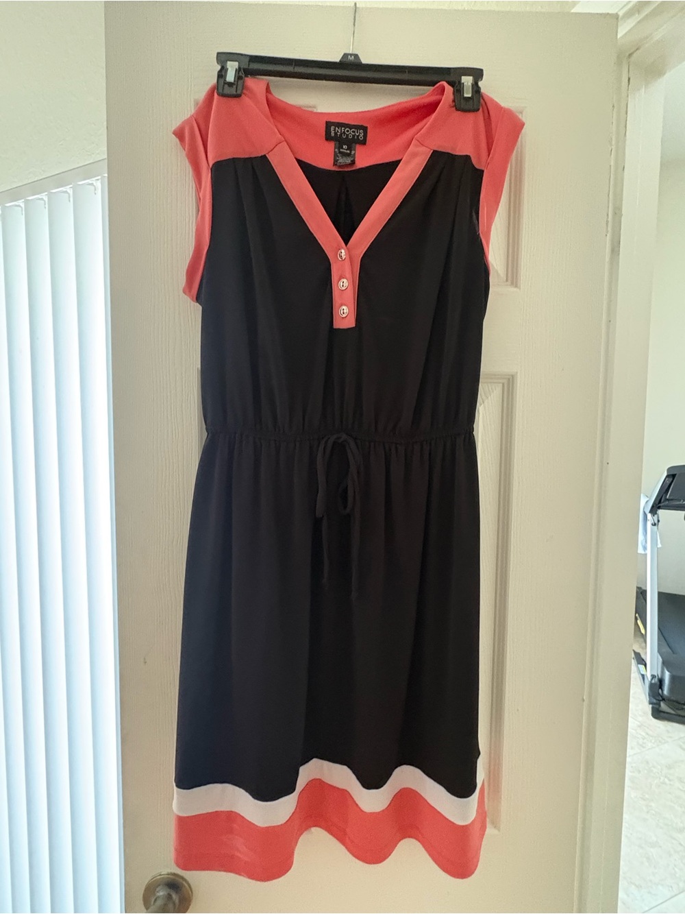Enfocus Studio Black and Coral Sleeveless Dress